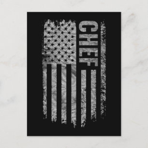 Postal Diseño de bandera de EE. UU. desgastada para Chef