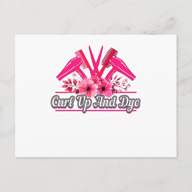 Postal Diseño de barbero, tijeras, peine, secador de pelo (Anverso)