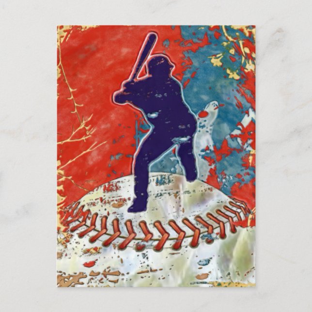 Postal Diseño de béisbol estilo Grunge (Anverso)