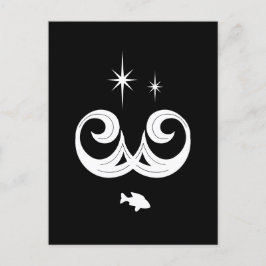 Postal Diseño de blancos, océanos negros y estrellas