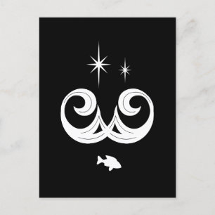 Postal Diseño de blancos, océanos negros y estrellas
