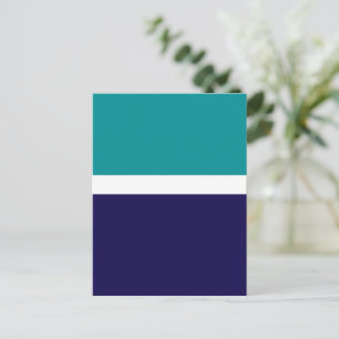 Postal Diseño de bloque de color plano blanco azul verdos