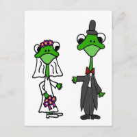 Diseño de boda de novia y novio rana divertida