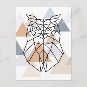 Postal Diseño de búho geométrico