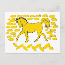 Postal Diseño de caballos amarillos