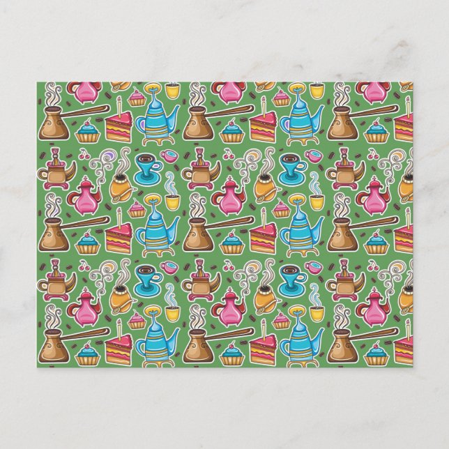 Postal Diseño de cafés y pasteles cútricos (Anverso)