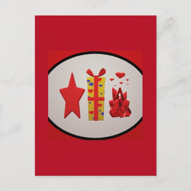 Postal Diseño de cajas con lazos y moños (Anverso)