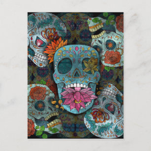 Postal Diseño de calaveras azucareras