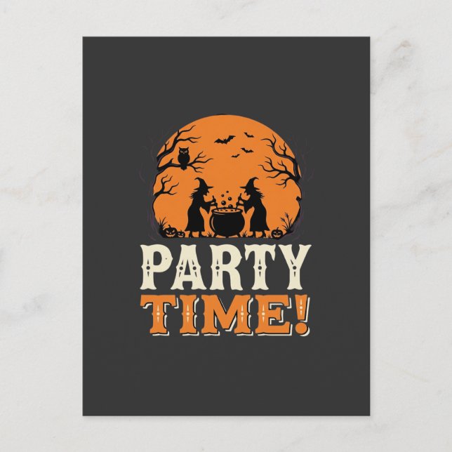Postal Diseño de caldero de bruja de fiesta de Halloween_ (Anverso)