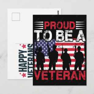 Postal diseño de camiseta de veterano diseño tipográfico