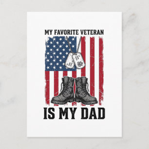 Postal Diseño de camiseta patriótica Mi padre es mi veter