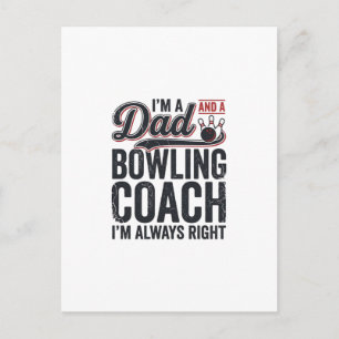 Postal Diseño de camiseta vintage entrenador de bolos pap