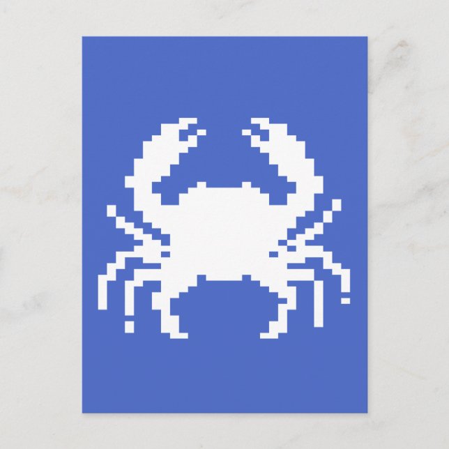 Postal diseño de cangrejo pixelado (Anverso)