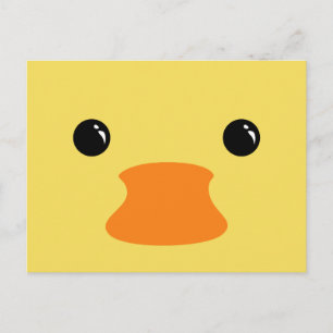 Postal Diseño de cara animal de pato amarillo