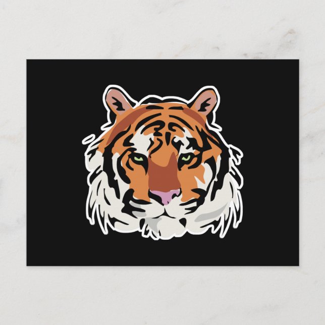 Postal diseño de cara de tigre genial (Anverso)