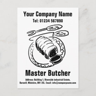 Postal Diseño de carnicería para personalizar. Maestro ca