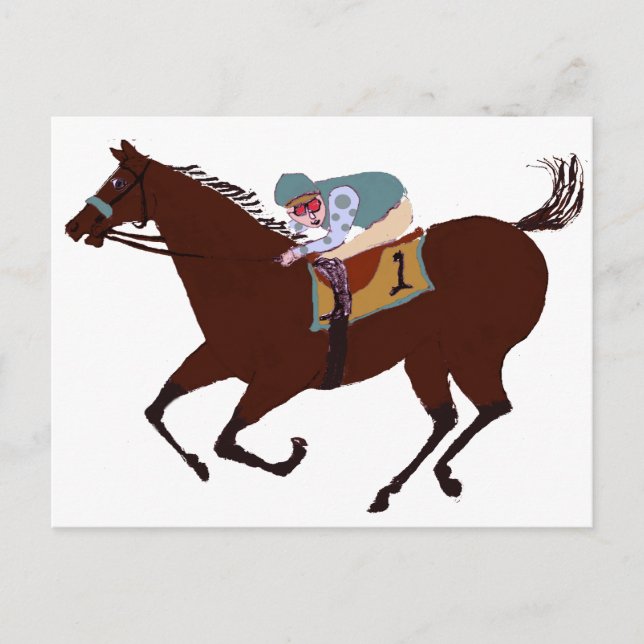 Postal Diseño de Carreras de caballo divertida (Anverso)
