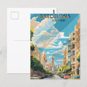 Postal Diseño de cartel de viaje a Barcelona España 