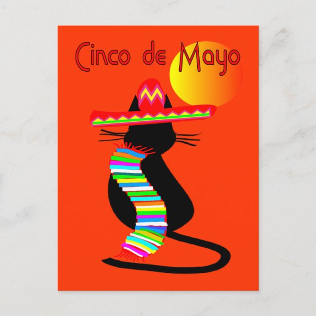 Postal Diseño de Cinco de Mayo CAT—Adorable (Anverso)