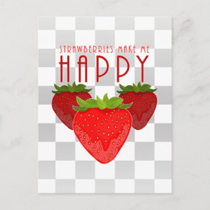 Postal Diseño de cita de fresa linda Fruta Kawaii