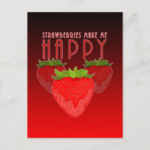 Postal Diseño de cita de Fresa Lindo Fruta Kawaii en Ne