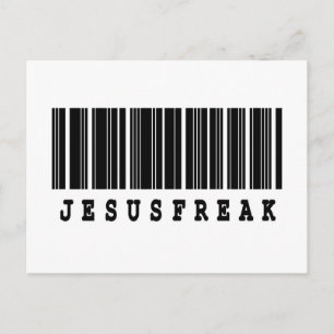 Postal diseño de código de barras de jesus freak