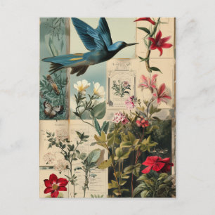 Postal Diseño de collage de estilo botánico