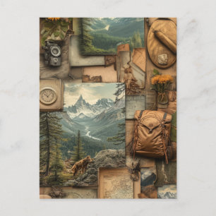Postal Diseño de collage de estilo de senderismo