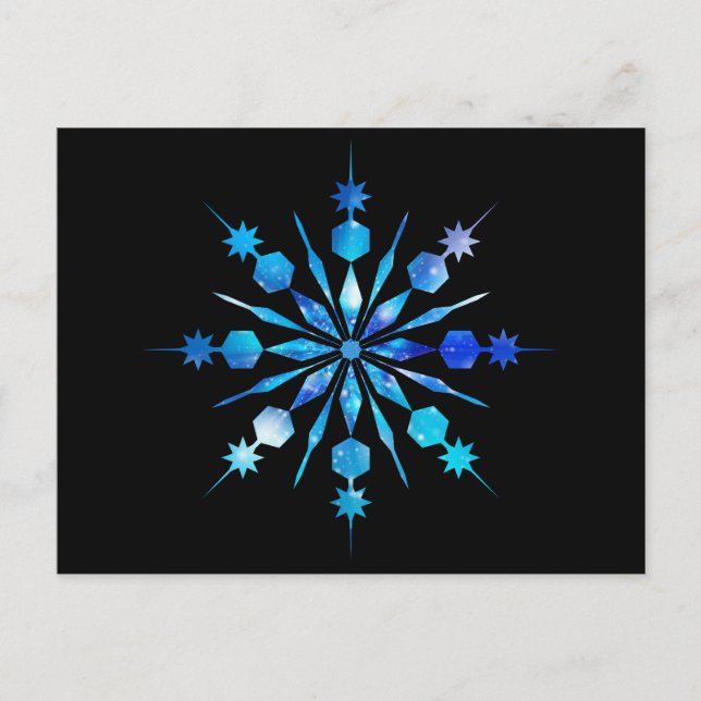Postal Diseño de copo de nieve azul (Anverso)