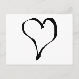 Postal Diseño de corazón de amor blanco y negro.