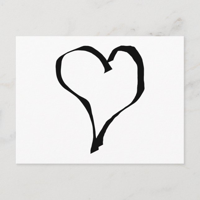 Postal Diseño de corazón de amor blanco y negro. (Anverso)