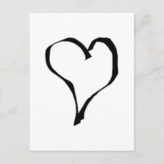 Postal Diseño de corazón de amor blanco y negro.