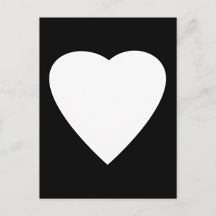 Postal Diseño de corazón de amor blanco y negro.