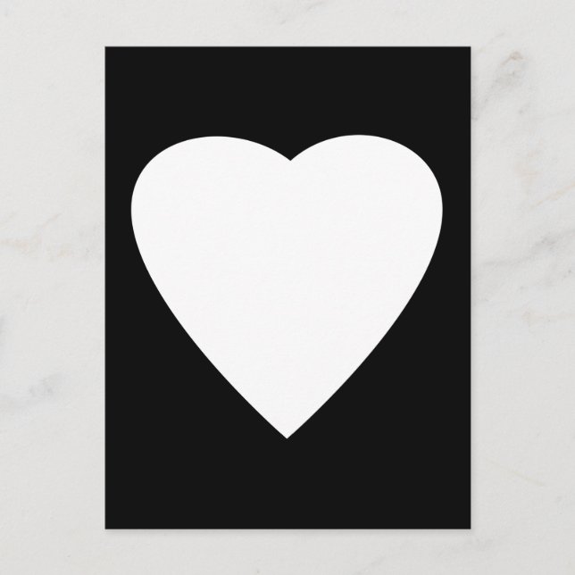 Postal Diseño de corazón de amor blanco y negro. (Anverso)