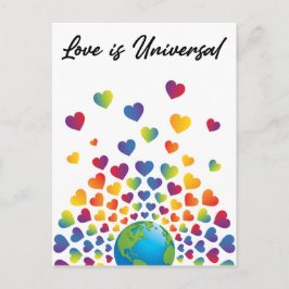 Postal Diseño de corazón de arcoíris colorido minimalista
