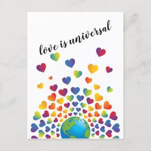 Postal Diseño de corazón de arcoíris colorido minimalista