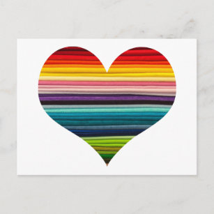Postal Diseño de Corazón de Color Arcoiris Bandas Multico