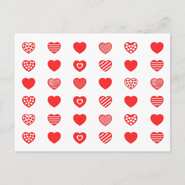 Postal diseño de Corazones enamorados (Anverso)