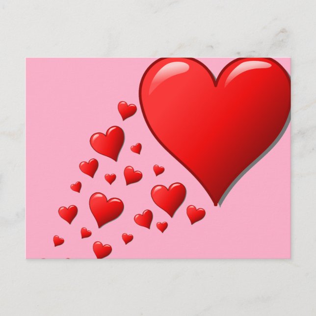 Postal Diseño de corazones lindos de personalizado rojo (Anverso)