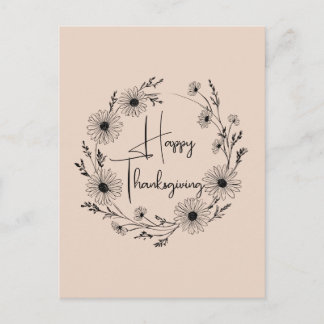 Postal diseño de corona floral con margaritas,