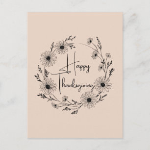 Postal Diseño de corona floral con margaritas,