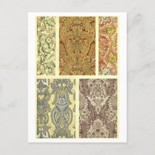 Postal Diseño de cosecha para tela floral/textil