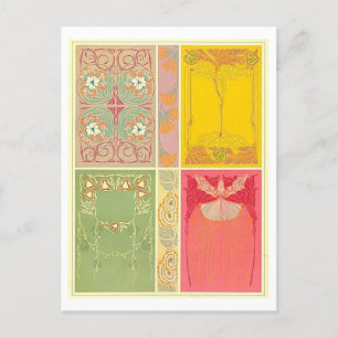 Postal Diseño de cosecha para tela geométrica/textil