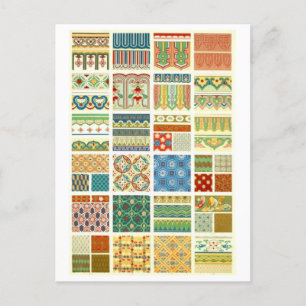 Postal Diseño de cosecha para tela geométrica/textil