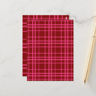 Postal Diseño de Cuadro de Rejilla de Cuadros Rosa Granat