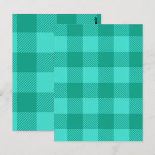 Postal Diseño de cuadros escoceses de gingham azul verdos
