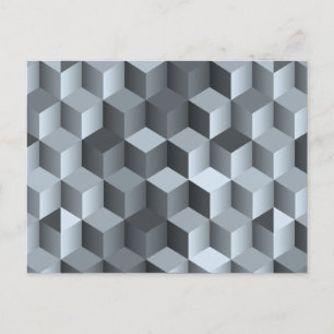 Postal Diseño de cubo 3D monocromo