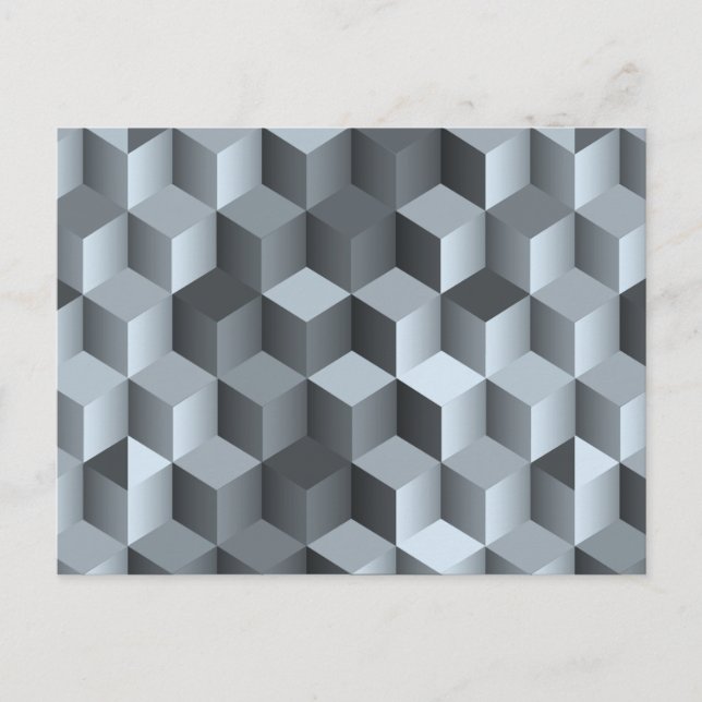 Postal Diseño de cubo 3D monocromo (Anverso)