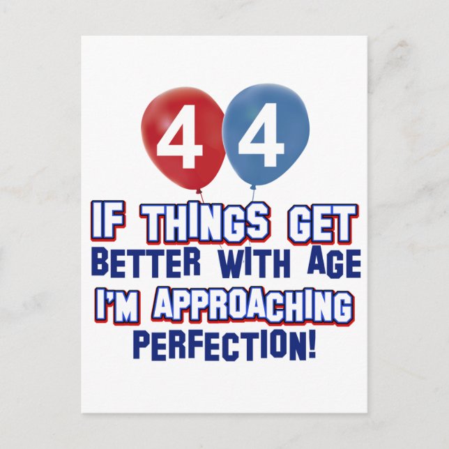 Postal Diseño de cumpleaños a 44 años (Anverso)