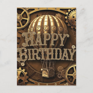 Postal Diseño de Cumpleaños de Aventura Steampunk